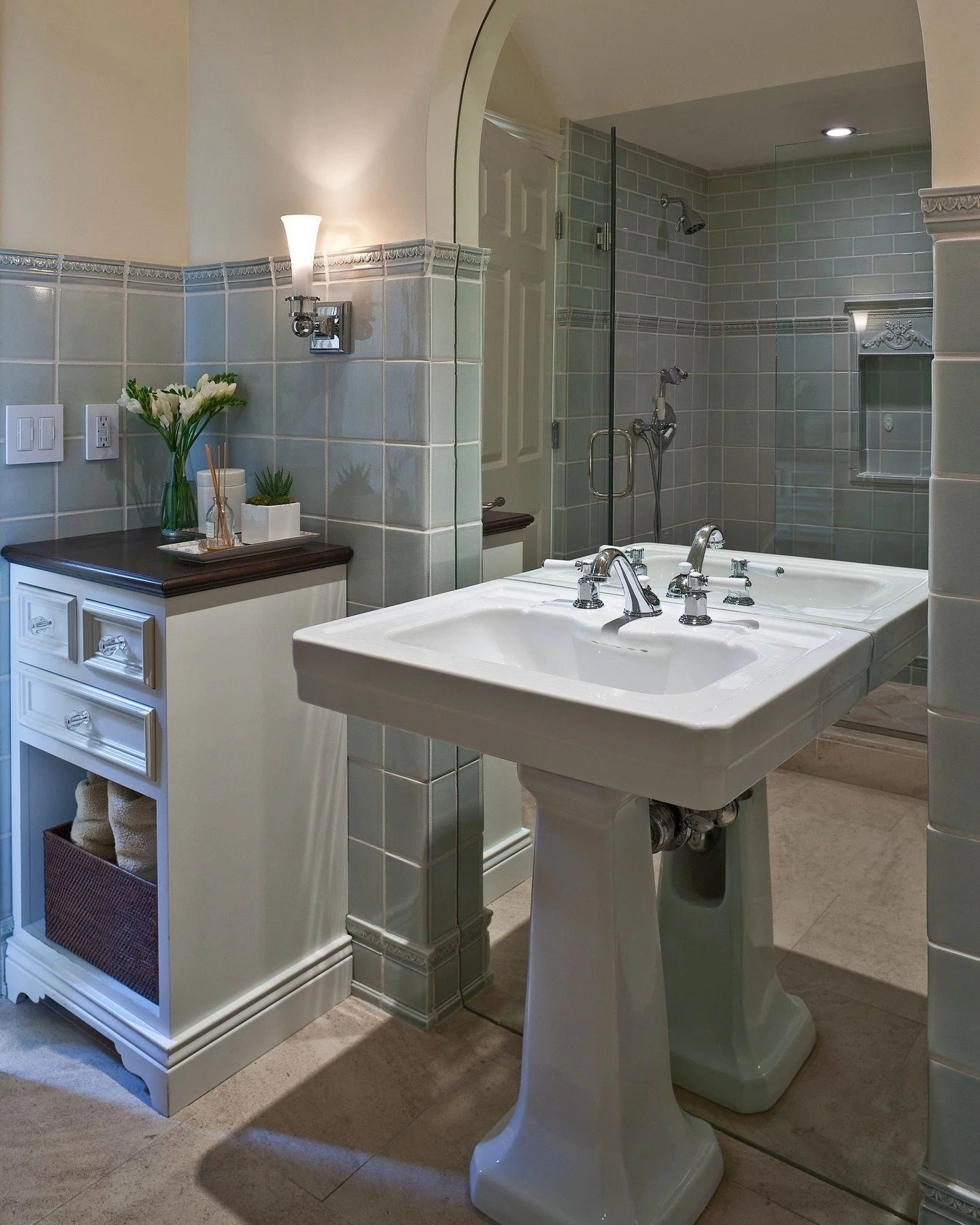 A new bathroom fitted into an older traditional home